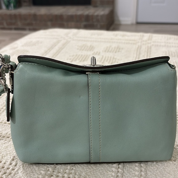 COACH Mini Pouch Leather Turnlock 
 Mint Green Leather Clutch - Picture 3 of 10